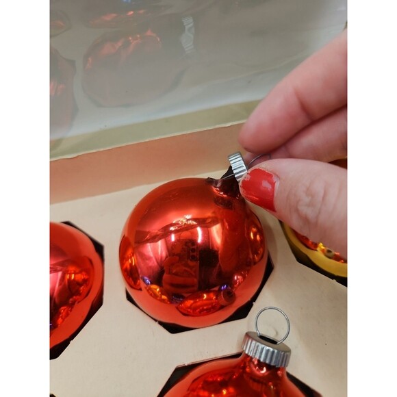 Shiny Brite Glass Ball Ornaments Original Box Vtg Lot Of 12 Solid Multi Color - Picture 16 of 16